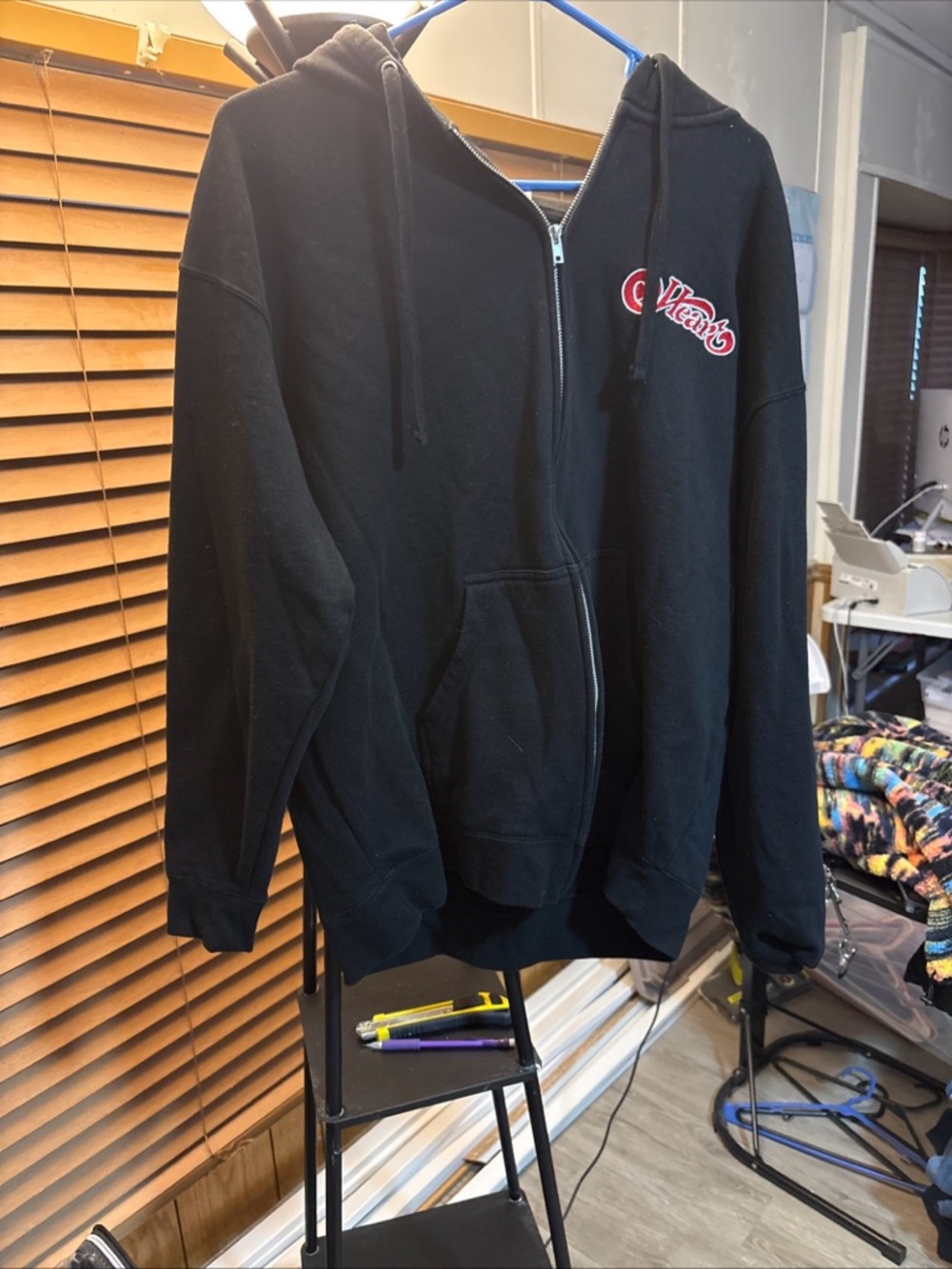 2019 Hearts Concert Black Zip-Up Hoodie with Red Script Logo